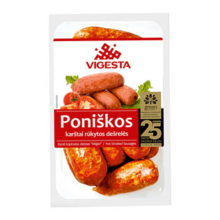 Karštai rūkytos PONIŠKOS dešrelės, 750 g