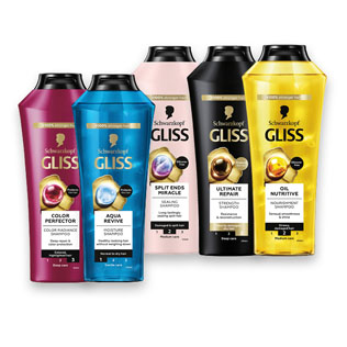 Plaukų priežiūros priemonėms GLISS (įv. rūšių), 200 ml, 250 ml