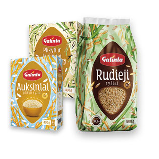 Plikytiems ir laukiniams, AUKSINIAMS ir ilgagrūdžiams rudiesiems ryžiams GALINTA, 400 g, 800 g