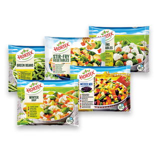 Šald.daržovėms ir jų mišiniams HORTEX (8 rūšių), 400 g, 450 g