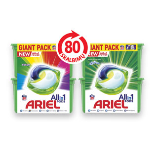Skalbimo kapsulės ARIEL ALL IN 1 (2 rūšių), 2 x 40 vnt./pak.