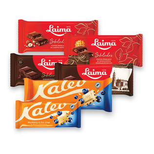 Šokoladui LAIMA IR KALEV (12 rūšių), 90-200 g