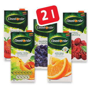 Sultims, nektarams ir sulčių gėrimams ELMENHORSTER (10 rūšių), 2 l