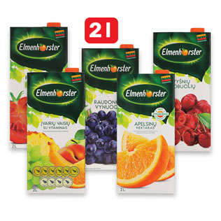 Sultims, nektarams ir sulčių gėrimams ELMENHORSTER (10 rūšių), 2 l