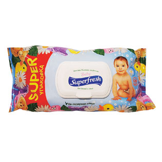 Drėgnos servetėlės SUPERFRESH BABY, 120 vnt./ pak.
