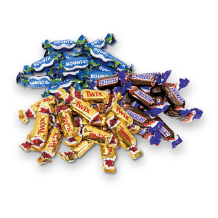 Sveriami saldainiai SNICKERS MINI, TWIX MINI, BOUNTY MINI, 1 kg