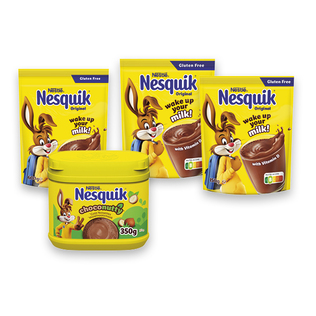 Tirp. kakavos gėr. NESQUIK (4 rūšių), 150 g, 350 g, 600 g