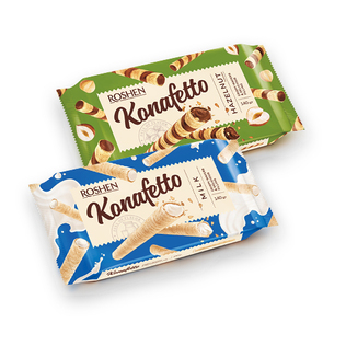 Vaflių ritinėliai KONAFETTO (2 rūšių), 140 g