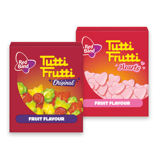 Vaisiniai kramt. saldainiai TUTTI FRUTTI RED BAND (2 rūšių), 15 g