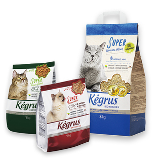 Visaverčiam kačių ėdalui ir biokraikui KĖGRUS, 1 kg, 3 kg