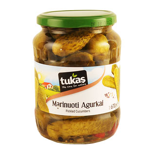 Marinuoti agurkai TUKAS, 6–9 cm, 670 g