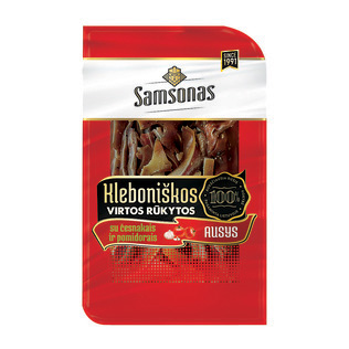 Virtos rūkytos KLEBONIŠKOS ausys su česnakais ir pomidorais, 200 g