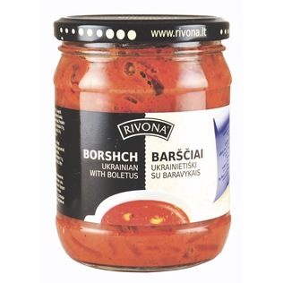 Konservuota sriuba barščiai RIVONA, UKRAINIETIŠKI su baravykais, 480 g, 