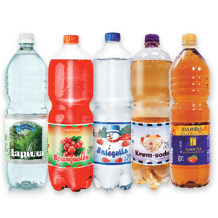 Gaiviajam gėrimui ir mineraliniam vandeniui DARIDA (įv. rūšių), 1,45 l, 1,5 l