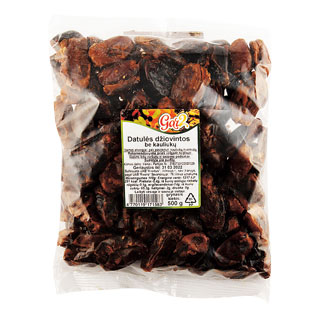 Fasuotos džiovintos datulės be kauliukų GAR2, 500 g/pak.
