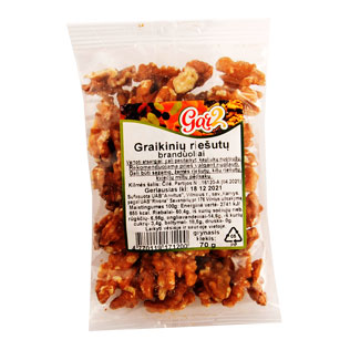 Fasuoti graikinių riešutų branduoliai GAR2, 70 g/ pak.