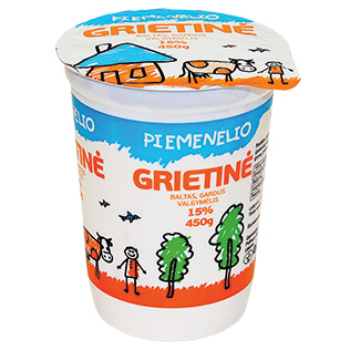 PIEMENĖLIO grietinė, 15% rieb., 450 g