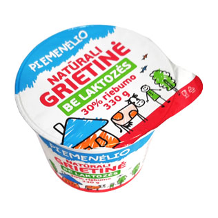 PIEMENĖLIO natūr.grietinė be laktozės, 30% rieb., 330 g