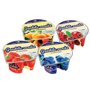 PIENO ŽVAIGŽDŽIŲ grūdėta varškė su priedais (4 rūšių), 150 g 