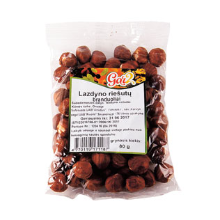 Fasuoti lazdynų riešutų branduoliai GAR2, 80 g/pak.