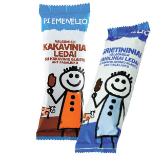 PIEMENĖLIO glaistyti grietininiai ledai ant pagaliuko (2 rūšių), 120 ml