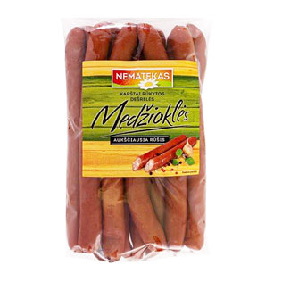 MEDŽIOKLĖS karštai rūkytos dešrelės, a. r., 500 g