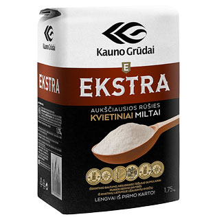 KAUNO GRŪDŲ kvietiniai miltai EKSTRA 405 D, 1,75 kg