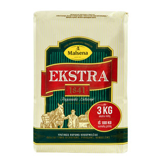 Kvietiniai miltai MALSENA EKSTRA 405D, a. r., 1 kg