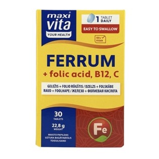 Maisto papildas geležis + Folio rūgštis, 30 tabl./pak