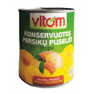 Konservuotos persikų puselės sirupe VITOM, 820 g