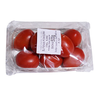 Fasuoti slyviniai pomidorai, 500 g/pak.