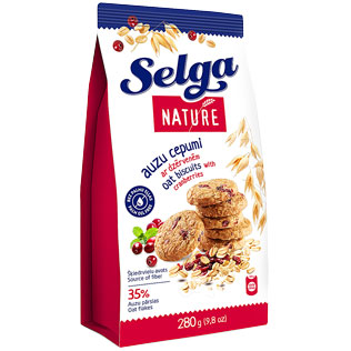 Avižiniai sausainiai su spanguolėmis NATURE, 280 g
