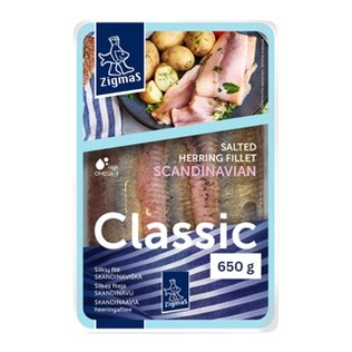 KLASIKINĖ skandinaviška silkių filė aliejuje ZIGMAS, 650 g