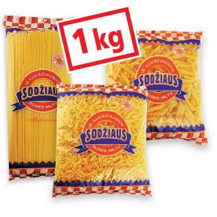SODŽIAUS makaronai (5 rūšių), 1 kg
