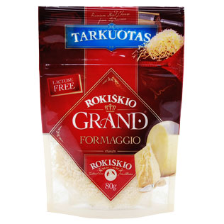 Kietasis sūris ROKIŠKIO GRAND, Tarkuotas, 12 mėn. brandintas, 80 g