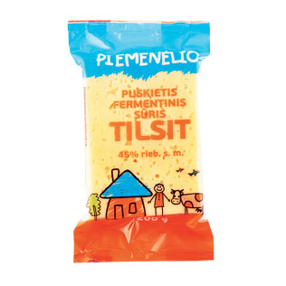 PIEMENĖLIO puskietis fermentinis sūris TILSIT, 45% rieb. s. m., 200 g