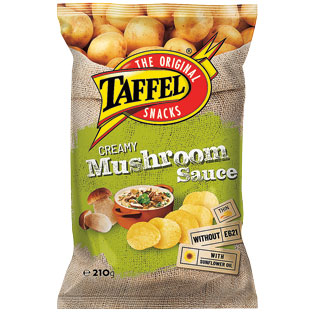 Bulvių traškučiai TAFFEL CREAMY MUSHROOM SAUCE, 210 g