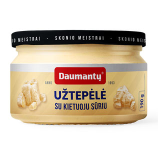 DAUMANTŲ užtepėlė su kietuoju sūriu, 58% rieb., 190 g