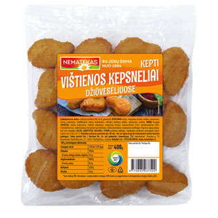NEMATEKO kepti vištienos kepsneliai džiūvėsėliuose, 400 g/pak.
